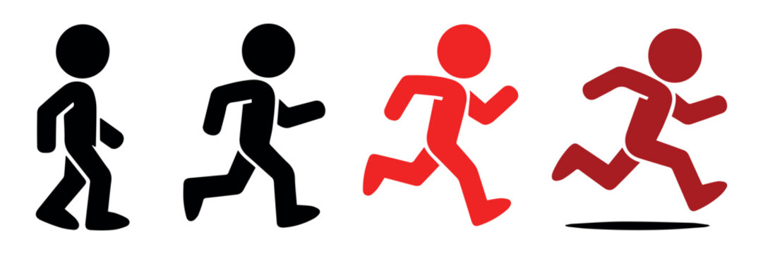 runner activity stages vector set standing walking jogging running