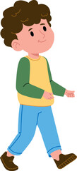 Fototapeta premium Boy Walking Side View Cartoon