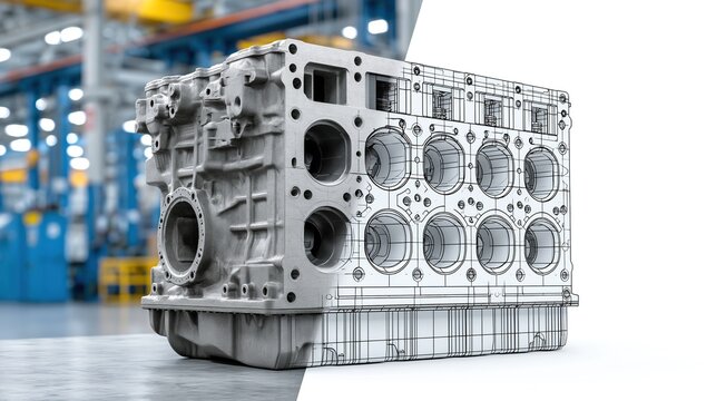 Engine Cylinder Block Inspection in Factory Setting