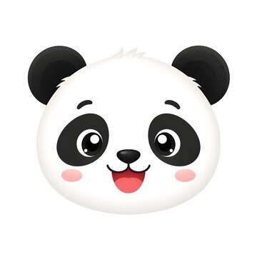 A clean and friendly vector logo design featuring the face of a smiling baby panda with big sparkling eyes and pink cheeks.