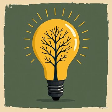 A classic lightbulb where the filament forms a intricate branching tree of life.