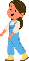 Fototapeta premium Girl Walking Side View Cartoon