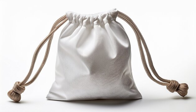 white drawstring bag isolated on a white background