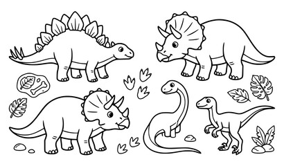 Dinosaur Learning Coloring Book Educational Vector for Kids and Elementary School © Jami