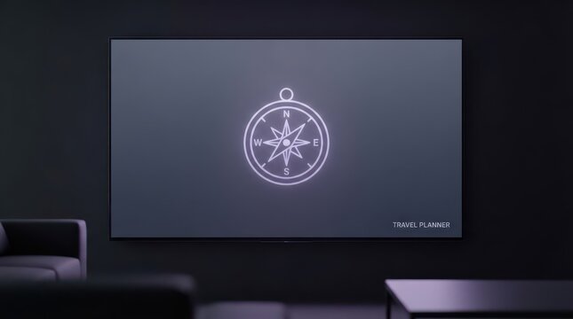 Wall display with compass rose and travel planner text