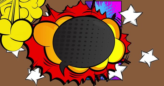 Cartoon background animation, comic book backdrop video. Retro comics pop art design.