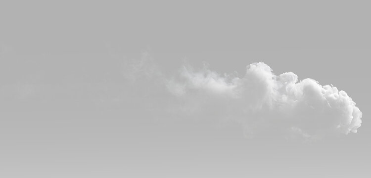 smoke cloud with dense white and gray billowing sections isolated on black, realistic flowing fumes with soft layered texture