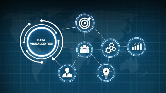 Advanced data visualization network interface featuring interconnected digital global analytics, business strategy, corporate growth, technological innovation, and cyber connectivity infographic