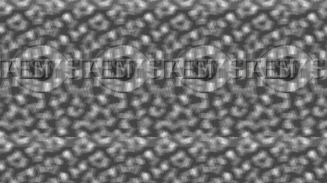 Abstract monochrome mosaic pattern loop featuring shifting geometric shapes and dynamic digital grain texture.