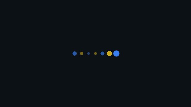 Modern and minimalist loading animation featuring 7 bouncing dots in alternating blue and yellow colors. Perfect for website preloaders, app interfaces, UI/UX design, or any digital project needing a