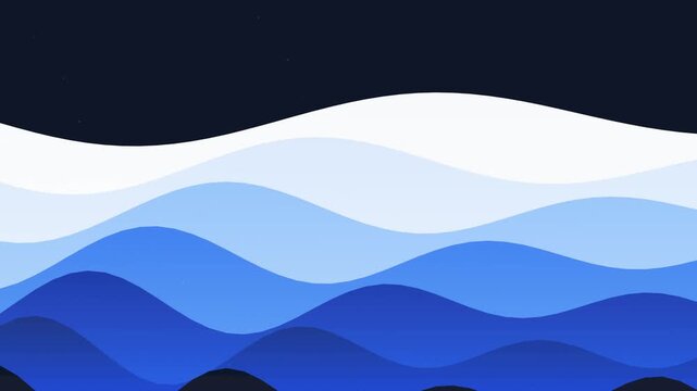 Abstract blue waves motion graphic loop with layered wavy patterns