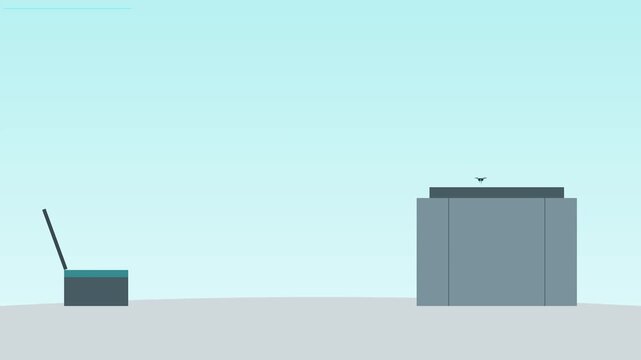 Minimalist flat design office desk and chair animation