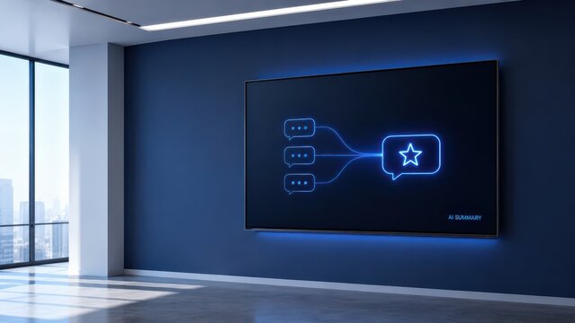 Wall screen summarizing reviews into star rating