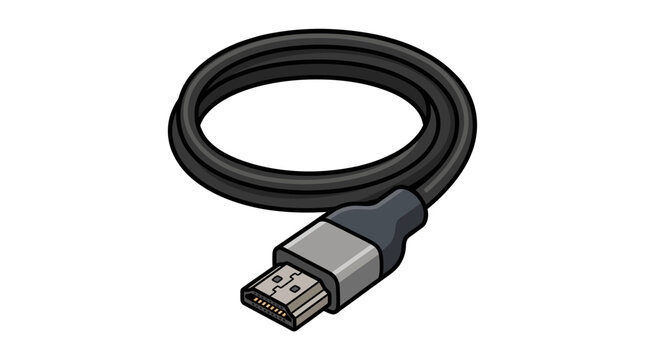 Black usb micro cable connector looped