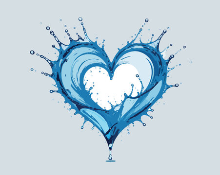Water splash forming heart shape symbol