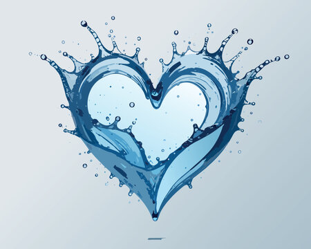 Water forming heart shape splashing liquid concept