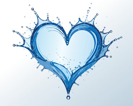 Water splash forming heart shape symbolizing love