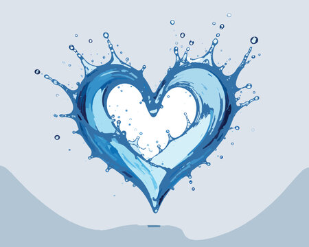Water splash forming heart shape symbolizing love and purity