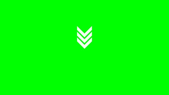 Minimalist Triple Arrow Down Scroll Indicator Animation with Green Screen Chroma Key Transition