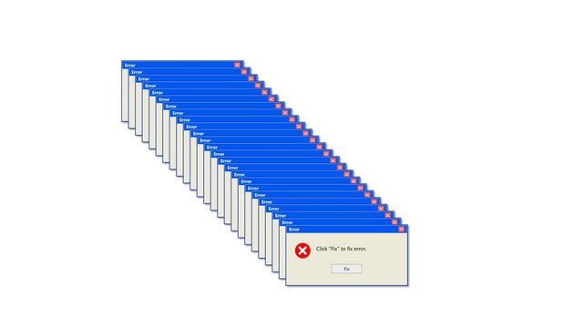 Cascading Retro Computer Error Message Windows and Popups Warning Screen