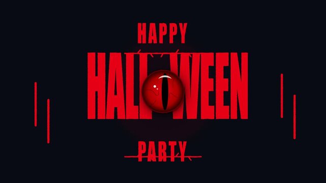 Creepy Halloween digital background featuring a glowing red monster eye on a dark background for modern holiday party video design