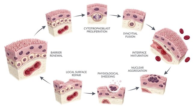 Detailed medical chart depicting epithelial tissue layers and cellular morphology stages with cell structure histology diagram biology graphic anatomical study cellular process