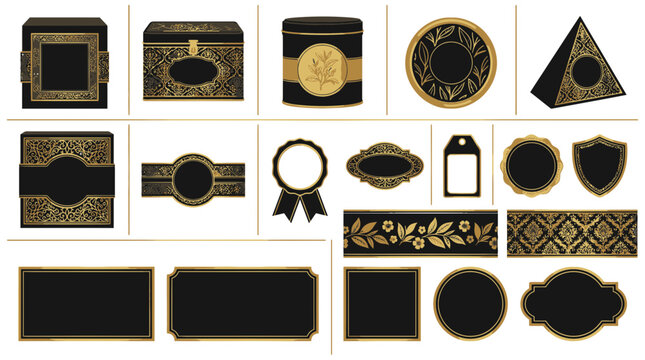 Luxury Black and Gold Ornate Labels, Frames and Tags Collection