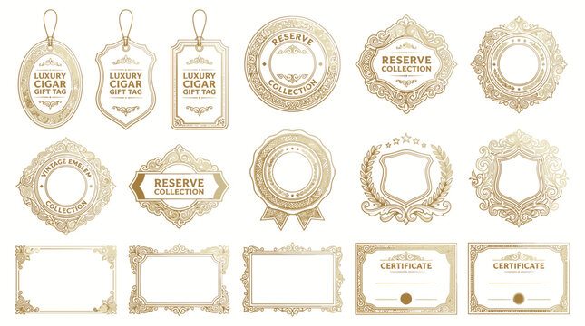 Luxury Vintage Labels & Certificates - Isolated Elements