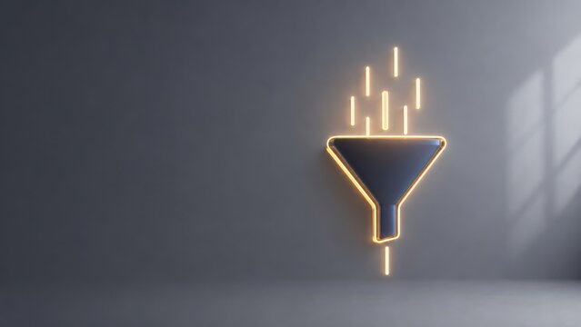 Orange funnel receiving vertical data lines