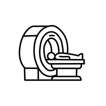 MRI Scanner Line Icon with Patient