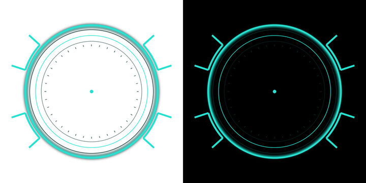 Turquoise Sci-Fi HUD Circular Frame - Futuristic Digital Technology Ring