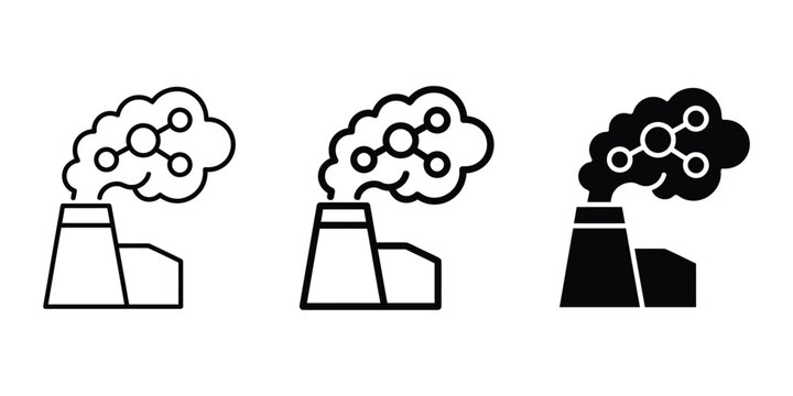 co 2 emissions icon line art vector, bold outline and silhouette design
