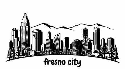 Fototapeta premium fresno city skyline urban architecture downtown landmark travel tourism america usa landscape metropolitan business culture modern historic destination famous district with california valley