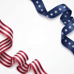 Fototapeta premium Patriotic red white and blue ribbon with stars for national holiday celebration decor