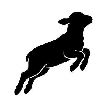 Jumping sheep silhouette vector illustration, Sheep jumping silhouette illustration