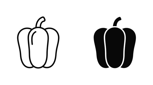 Bell pepper vector icon outline and solid style