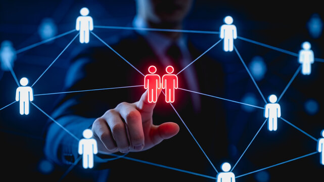Businessperson Selects Key Individual In Professional Network System