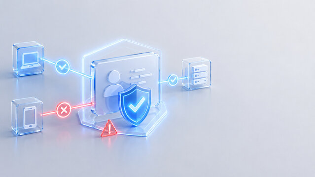 Identity verification and access control concept with approved and denied device authentication