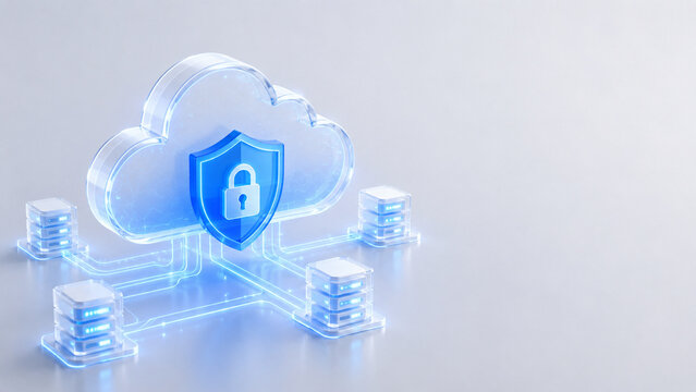 Cloud security concept with protected data network and secure servers