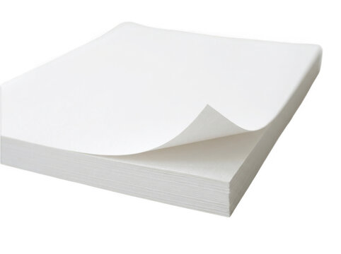 Stack of white paper sheets isolated on transparent background