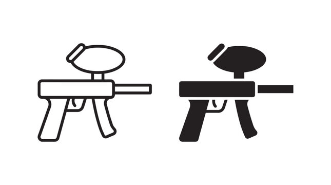 Paintball gun vector icon in outline and solid style