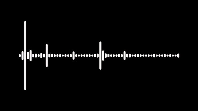 White line voice record waveform visual, dynamic audio frequency spectrum overlay, black screen music equalizer rhythm bar, abstract podcast sound wave loop, 4k digital transparent wave