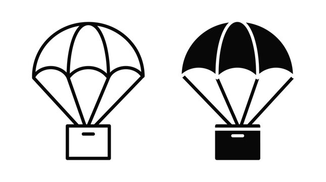 Parachute icon vector set in outline and solid style