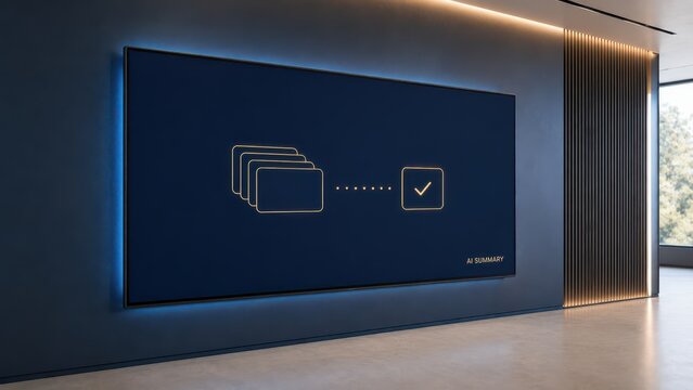 Wall display showing stacked cards moving to a checked card