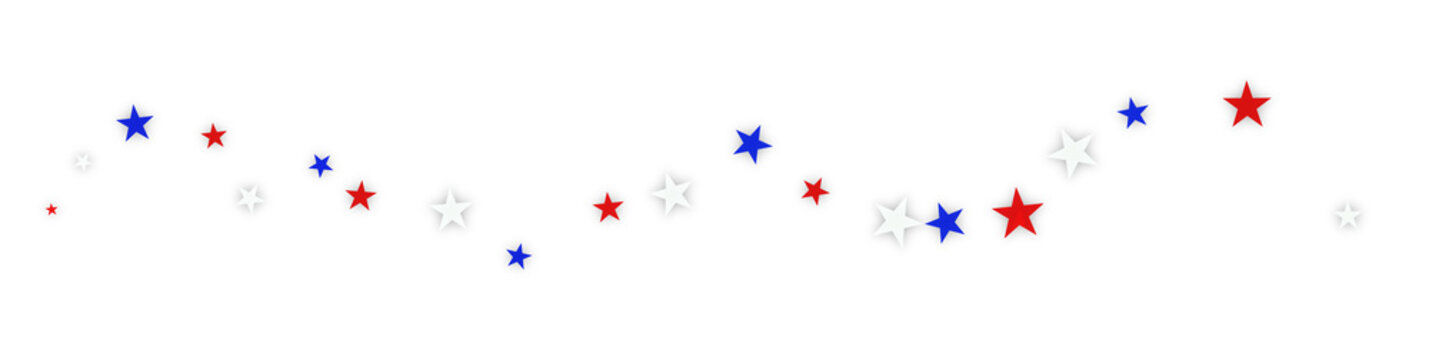 Red, white and blue star banner with drop shadow clip art, isolated