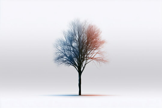 A lonely bare tree on a light background