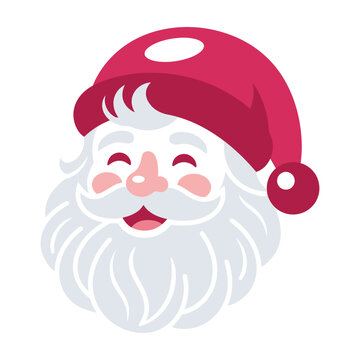 Santa Claus face smiling cartoon character holiday icon red hat