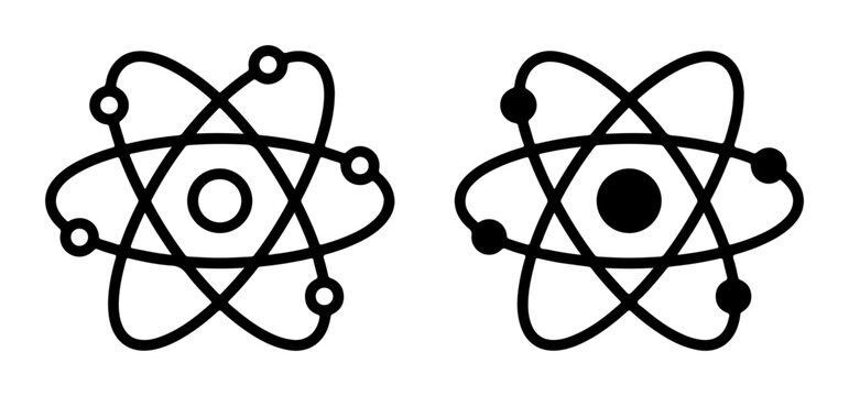Atomic Structure Icons, Science Symbols, Chemistry Diagrams, Physics Models, Nucleus and Electrons, Vector Art
