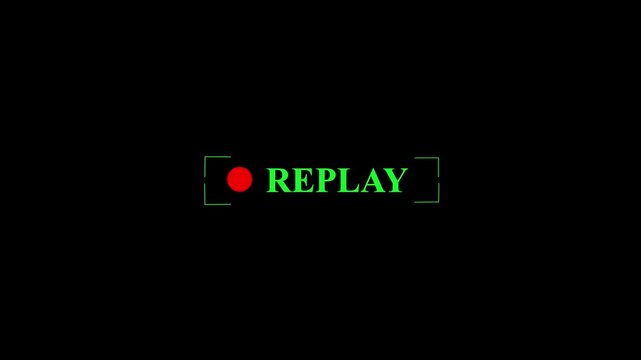 Abstract replay sign icon animation with replay text on transparent background. Modern replay text 4k video Animation.