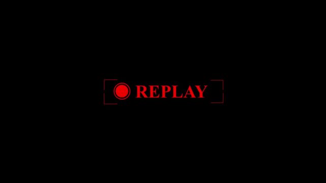 Abstract replay sign icon animation with replay text on transparent background. Modern replay text 4k video Animation.